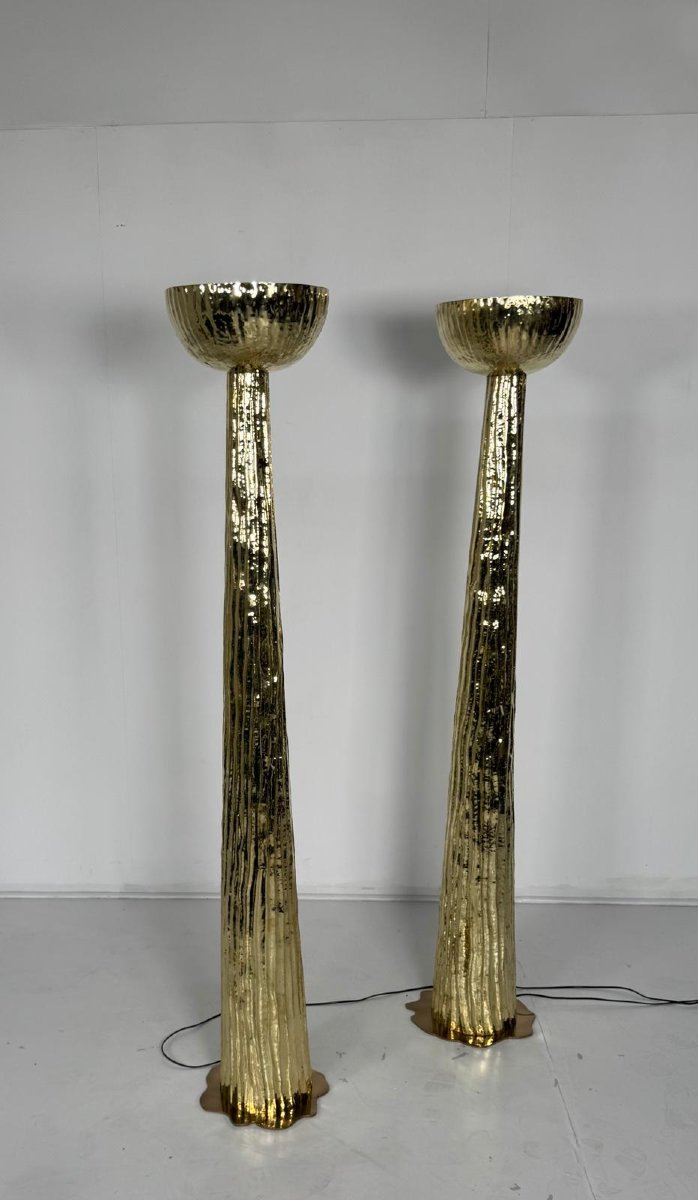 Paire de lampadaires en laiton, Italie-photo-3