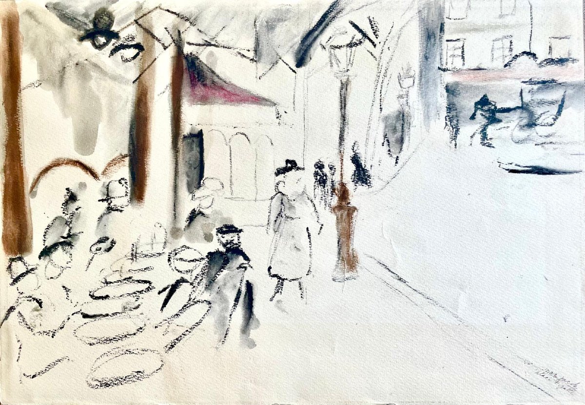 Max Jacob (1876-1944), Place Pigalle, gouache/ papier, signée, ca1925, 27x38 cm (39x49 cm).-photo-2