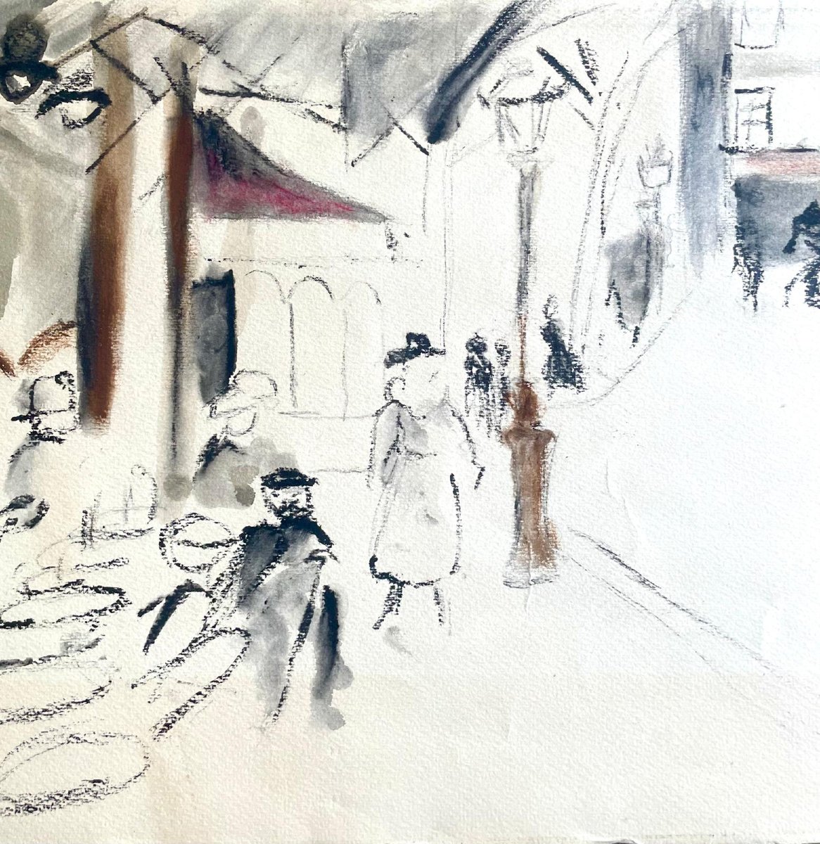 Max Jacob (1876-1944), Place Pigalle, gouache/ papier, signée, ca1925, 27x38 cm (39x49 cm).-photo-1