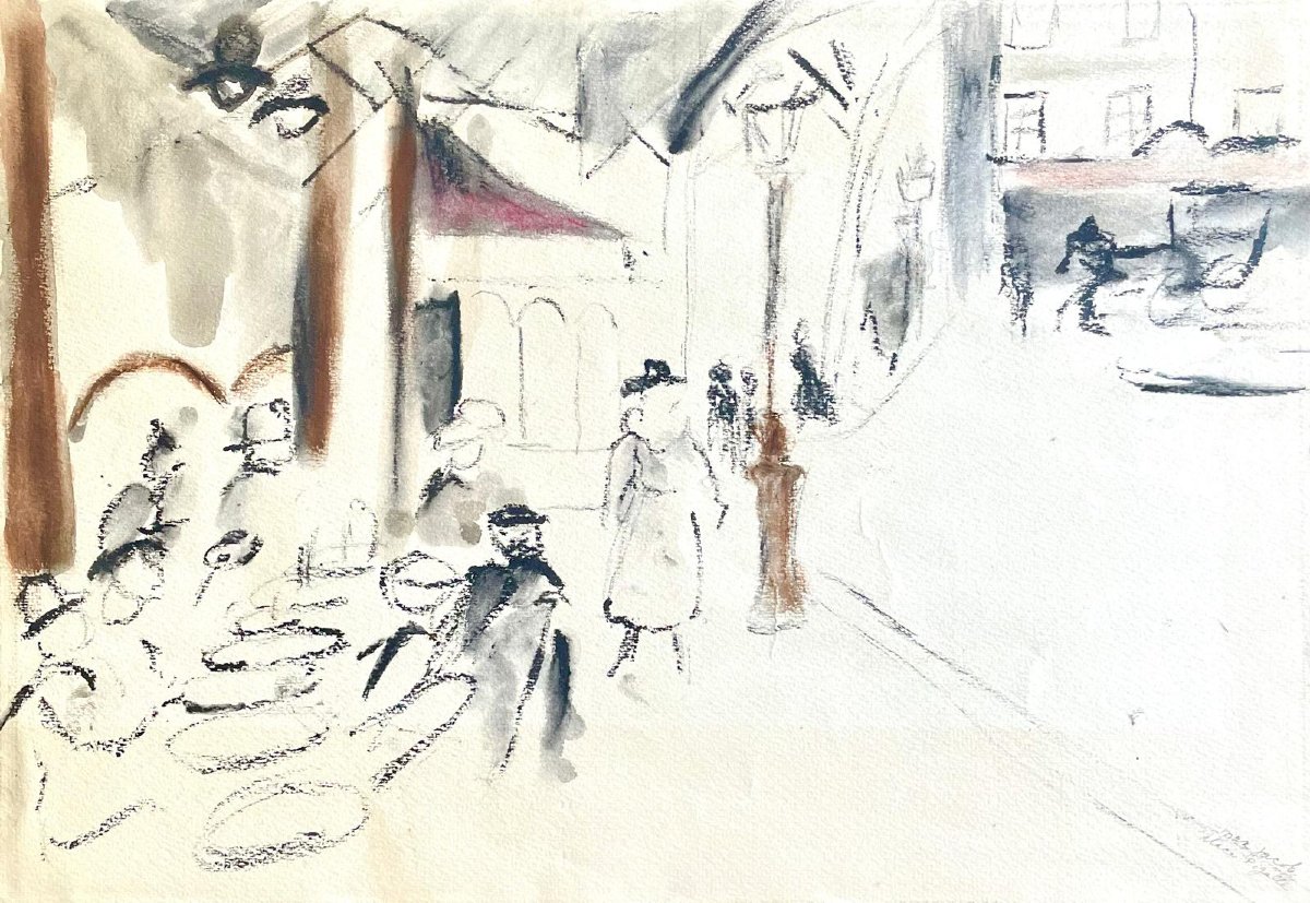 Max Jacob (1876-1944), Place Pigalle, gouache/ papier, signée, ca1925, 27x38 cm (39x49 cm).-photo-3