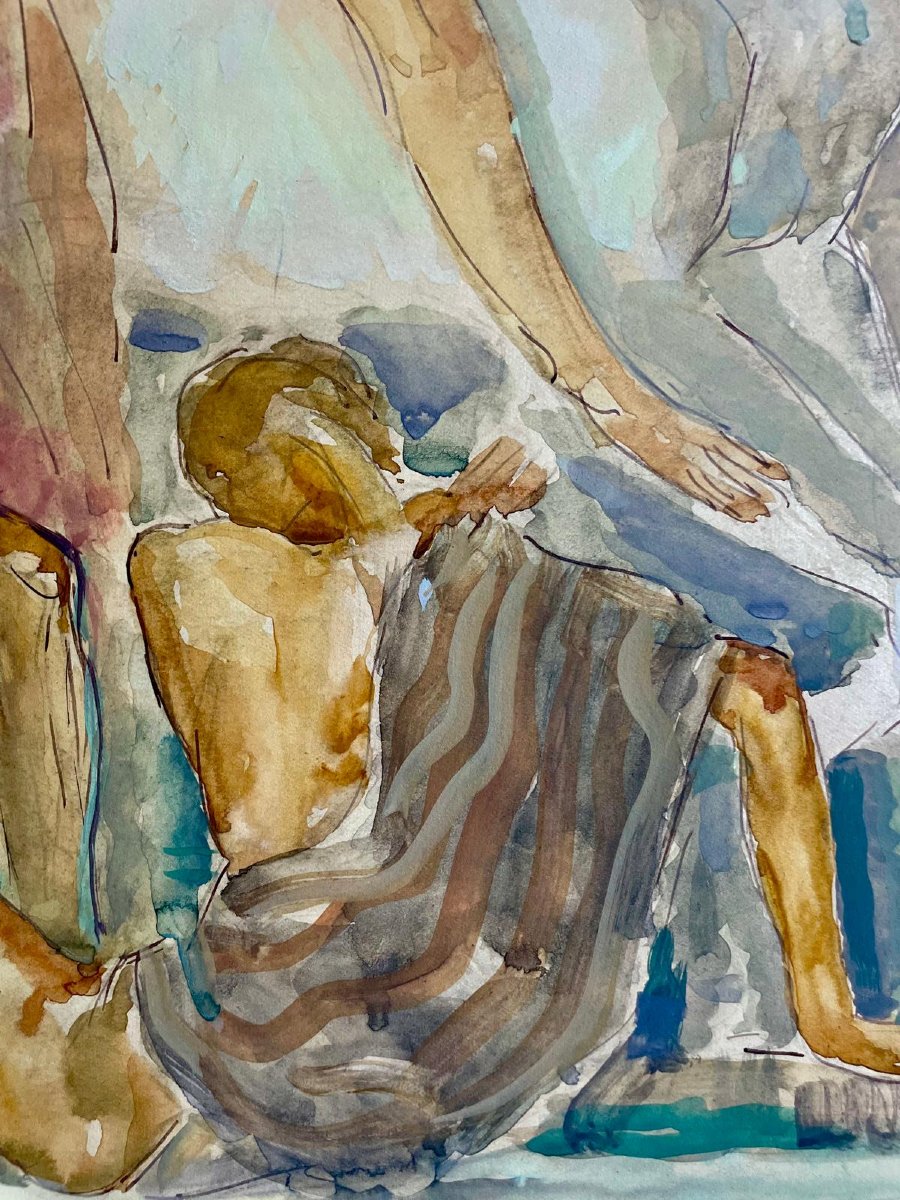 Anto Carte (1886–1954), Watercolor On Paper, Signed, Saint-martin, Ca. 1915, 45x54 Cm (60x70 Cm).-photo-4