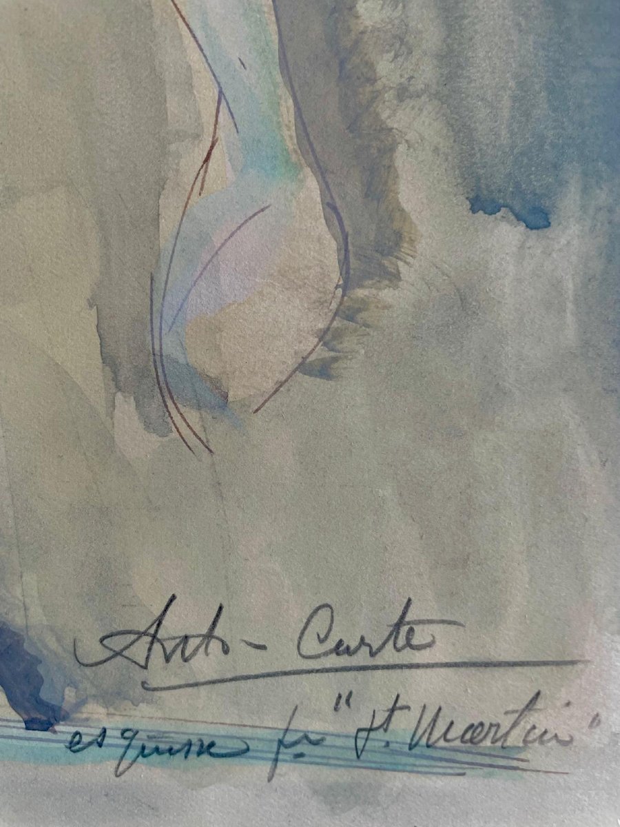 Anto Carte (1886–1954), Watercolor On Paper, Signed, Saint-martin, Ca. 1915, 45x54 Cm (60x70 Cm).-photo-6