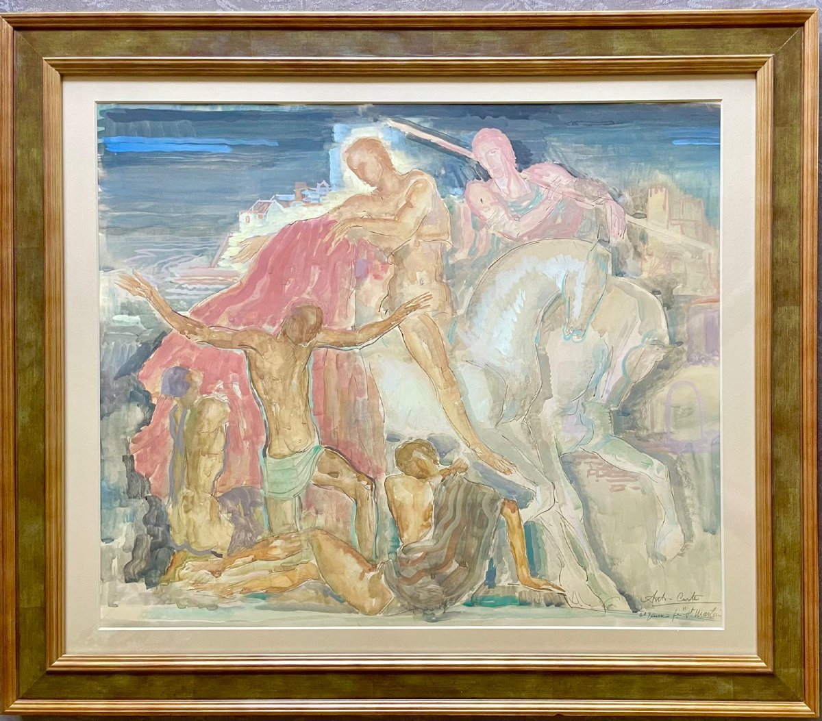 Anto Carte (1886–1954), Watercolor On Paper, Signed, Saint-martin, Ca. 1915, 45x54 Cm (60x70 Cm).
