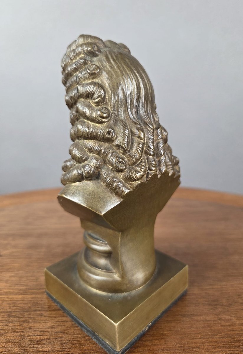 2 petits bustes en bronze "Racine et Molière" 19th-photo-5