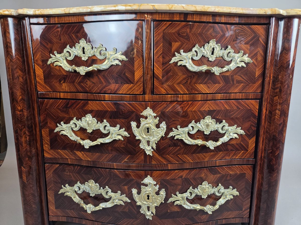 Commode Louis XIV en marqueterie de palissandre et bronzes dorés, 18th-photo-4