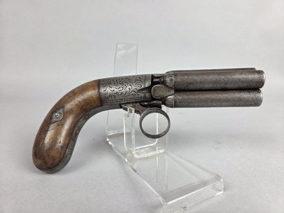 4-barrel Pistol By Mariette, Liège, Circa 1845-photo-4
