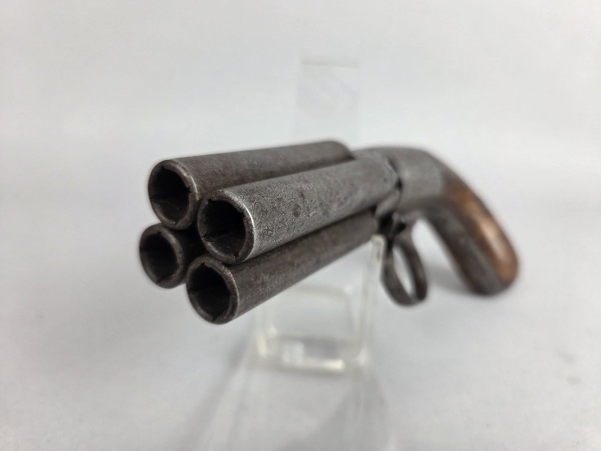 4-barrel Pistol By Mariette, Liège, Circa 1845-photo-1