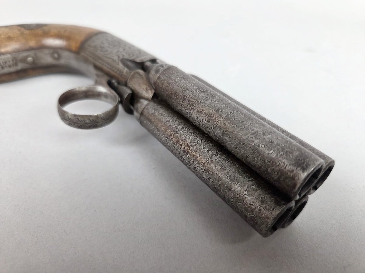 4-barrel Pistol By Mariette, Liège, Circa 1845-photo-2