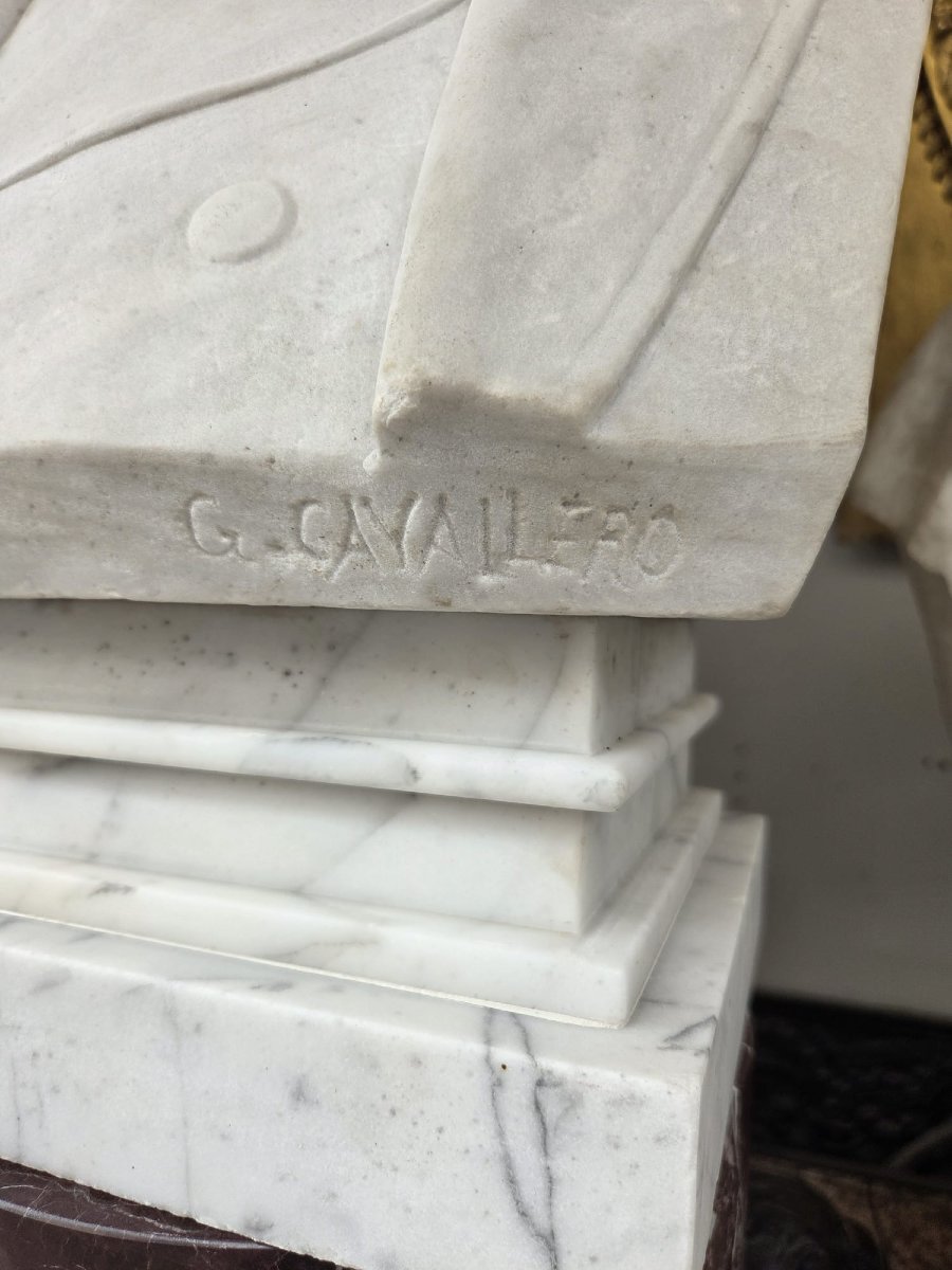 White Marble Bust Of A Man, 19th-photo-2