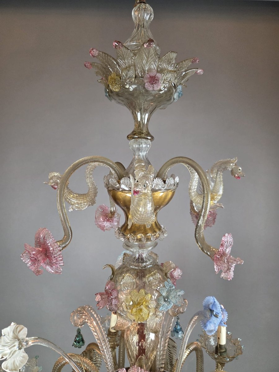 Multicolored Murano Chandelier, Late 19th–early 20th Century-photo-3