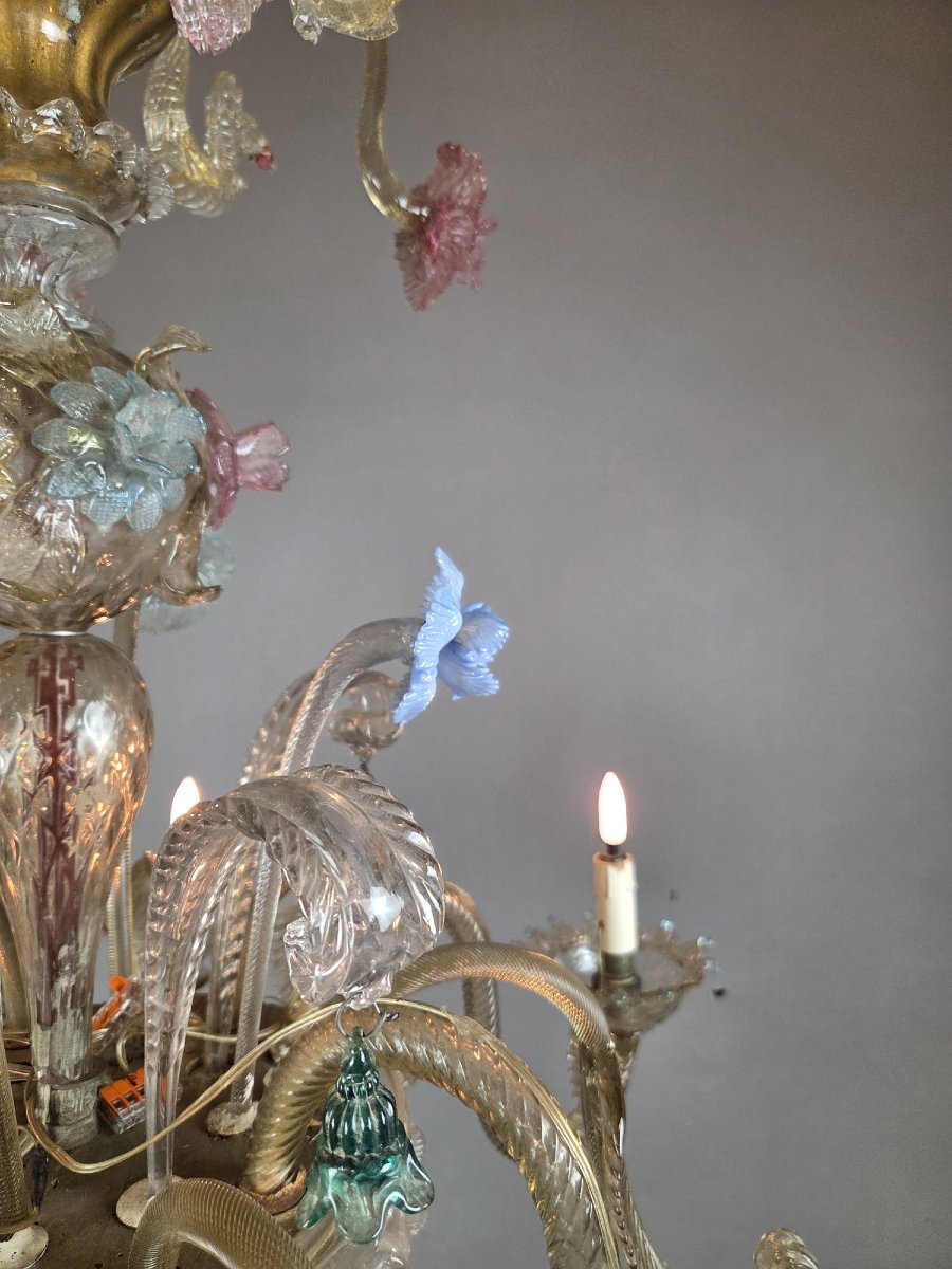 Multicolored Murano Chandelier, Late 19th–early 20th Century-photo-1