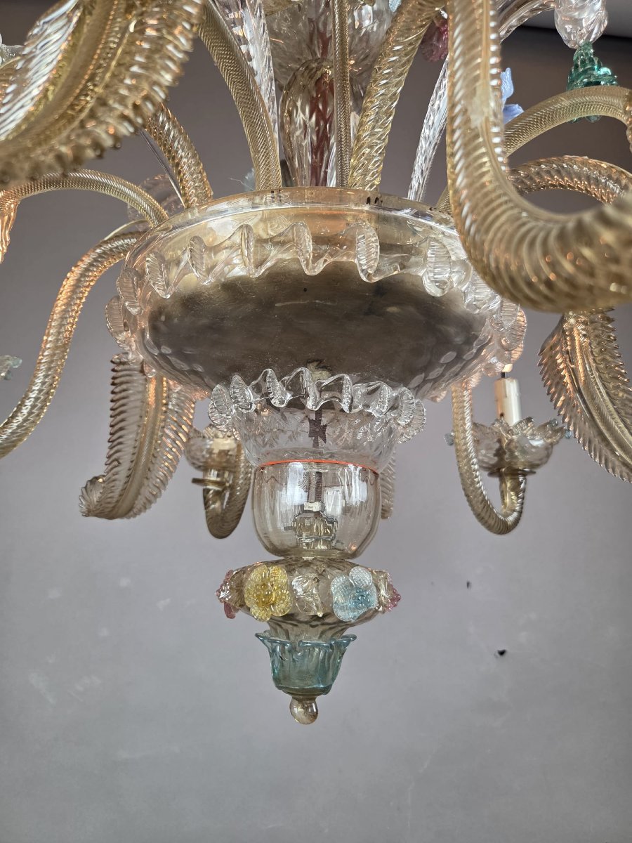 Multicolored Murano Chandelier, Late 19th–early 20th Century-photo-3