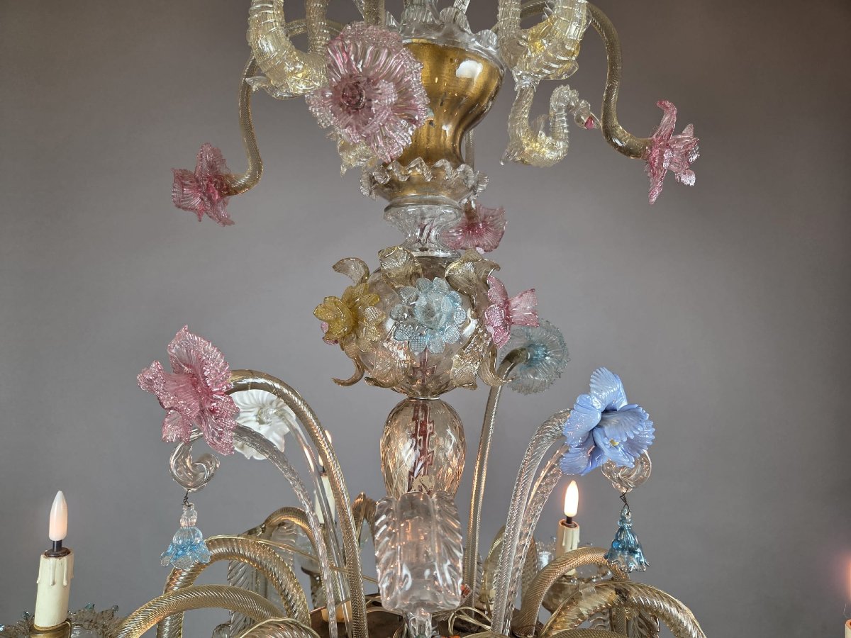 Multicolored Murano Chandelier, Late 19th–early 20th Century-photo-5