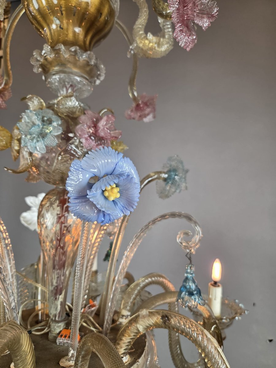 Multicolored Murano Chandelier, Late 19th–early 20th Century-photo-6