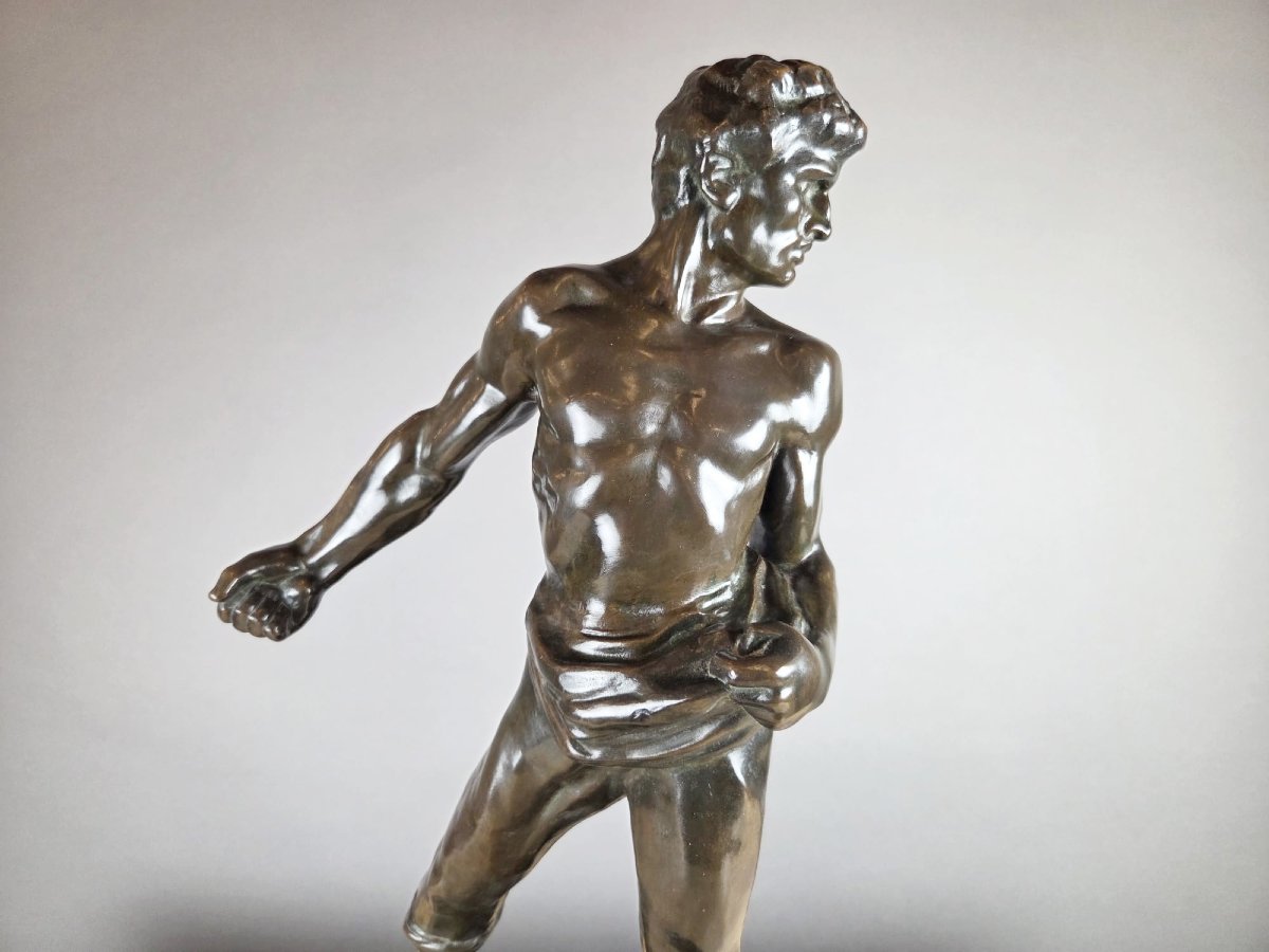 Bronze Sculpture “the Sower,” Signed By Jef Lambeaux-photo-3