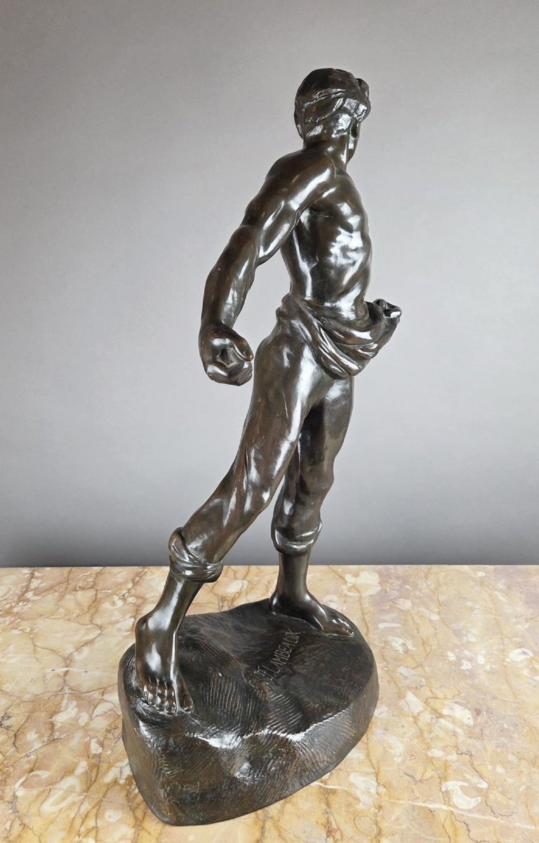 Bronze Sculpture “the Sower,” Signed By Jef Lambeaux-photo-4