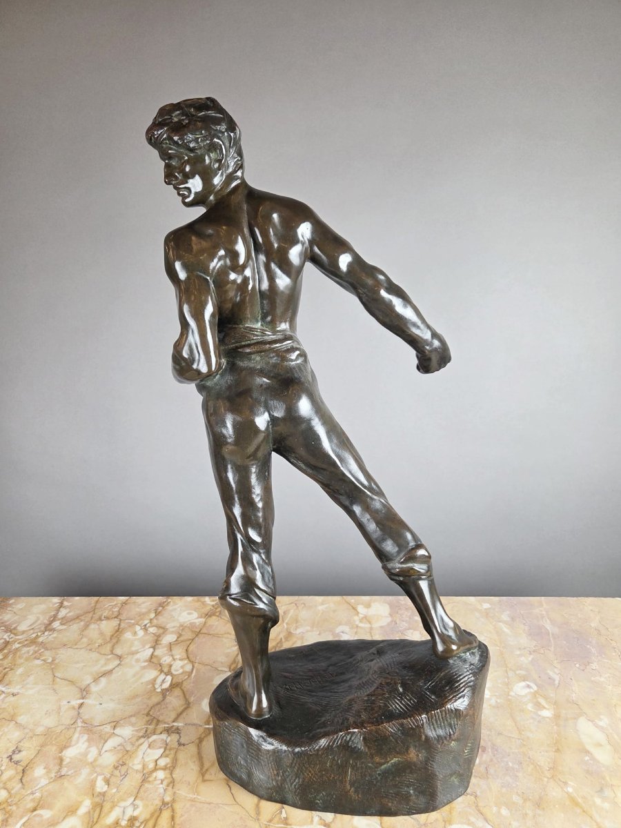Bronze Sculpture “the Sower,” Signed By Jef Lambeaux-photo-1