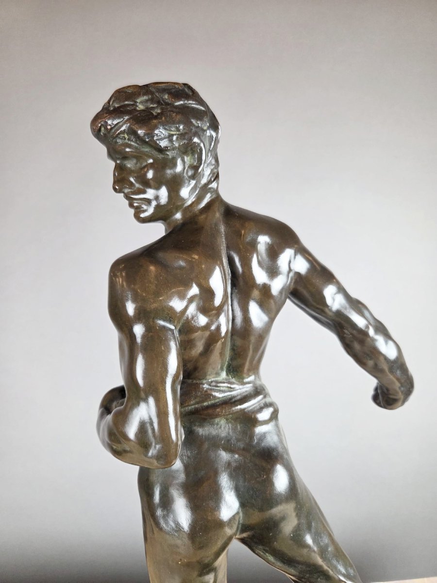 Bronze Sculpture “the Sower,” Signed By Jef Lambeaux-photo-2