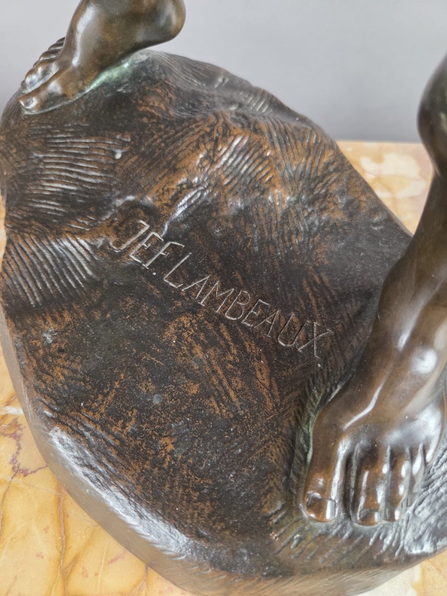 Bronze Sculpture “the Sower,” Signed By Jef Lambeaux-photo-3