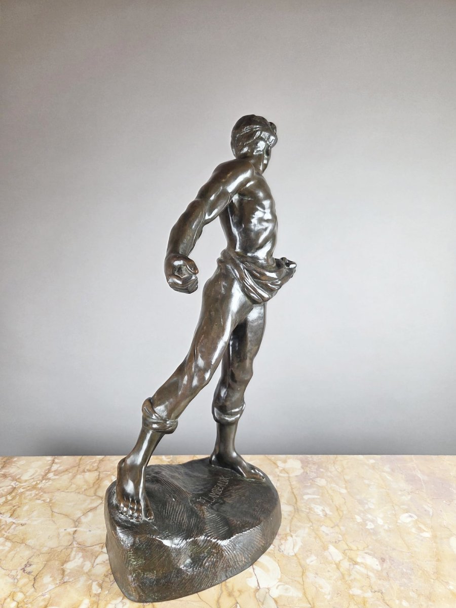 Bronze Sculpture “the Sower,” Signed By Jef Lambeaux-photo-4