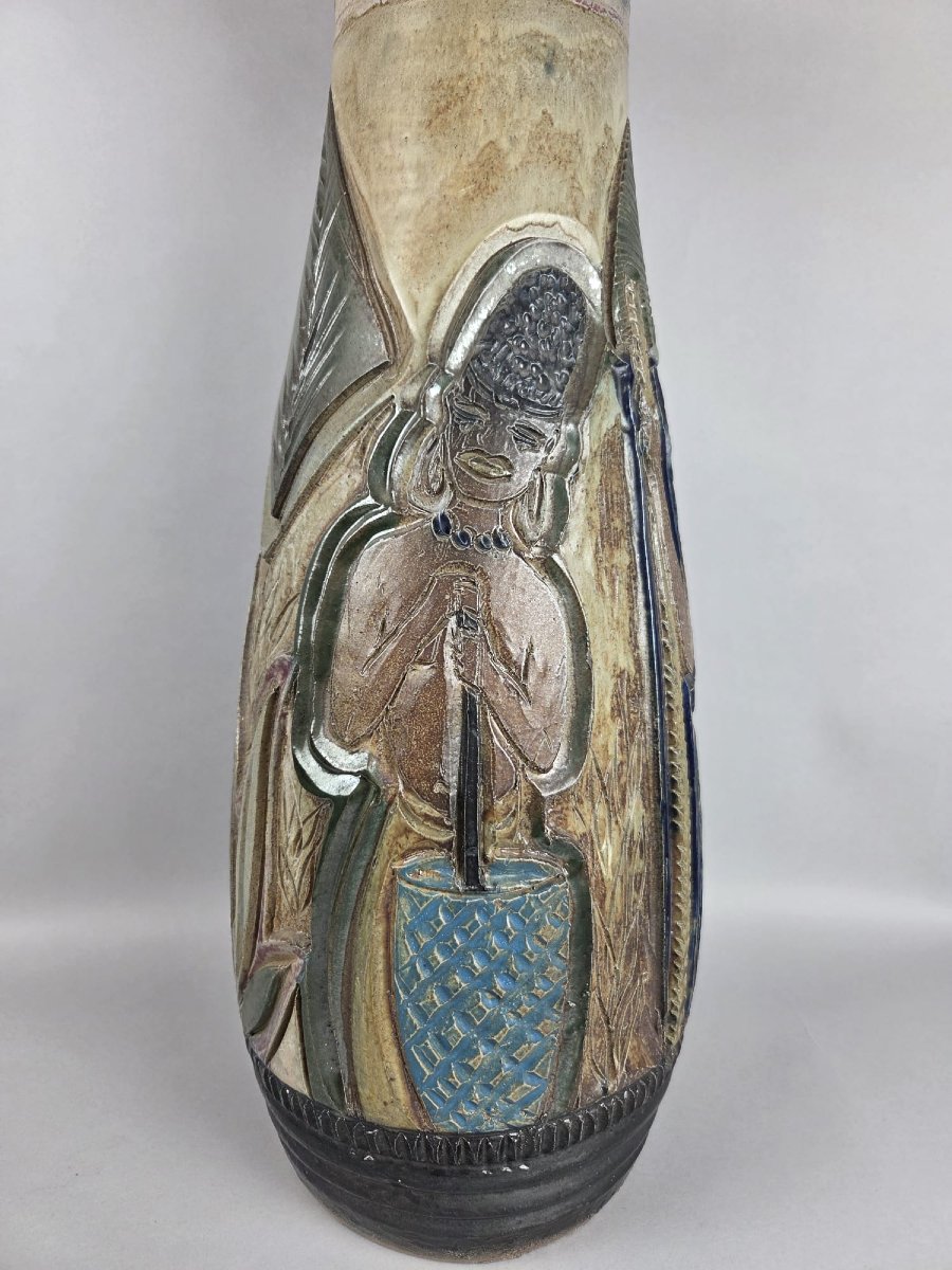 Vase en grès à décor africain, Roger Guérin-photo-2