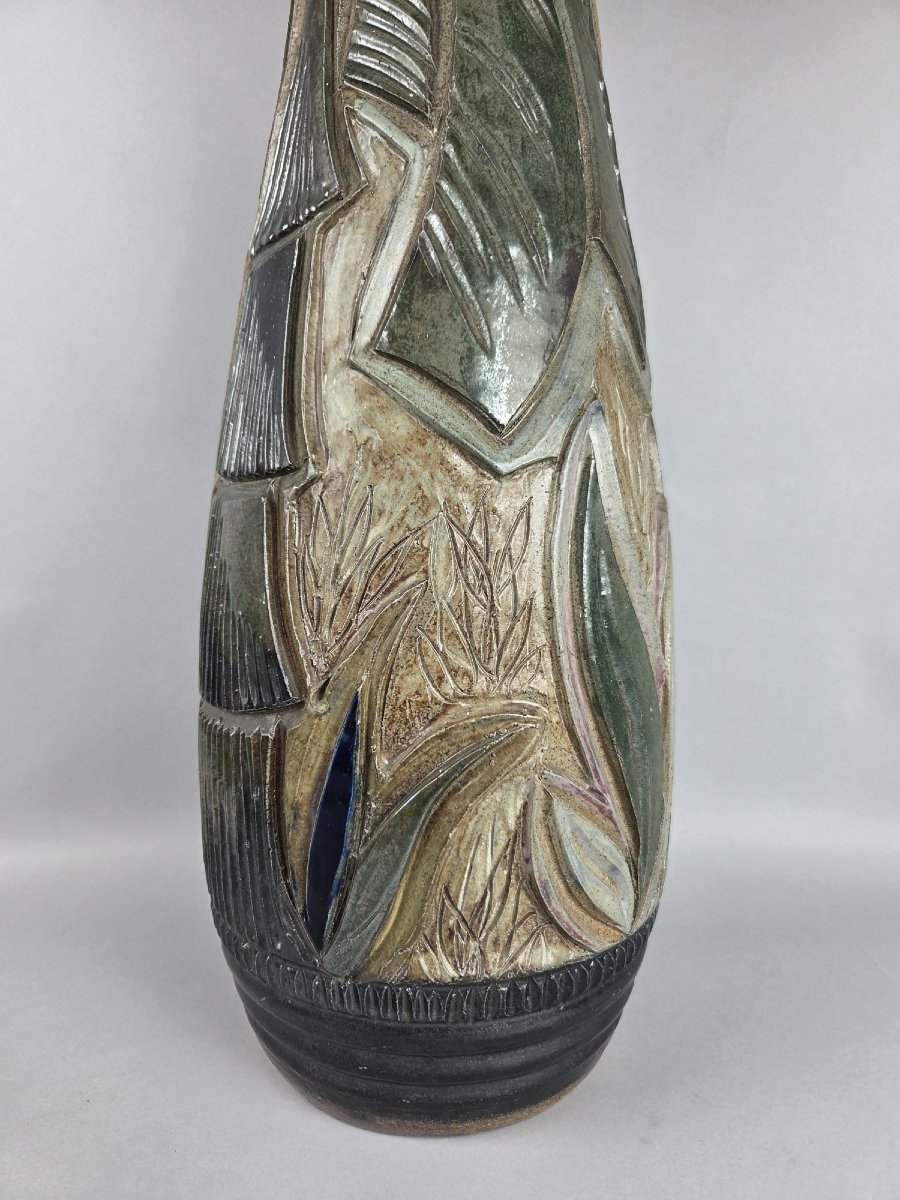 Vase en grès à décor africain, Roger Guérin-photo-4