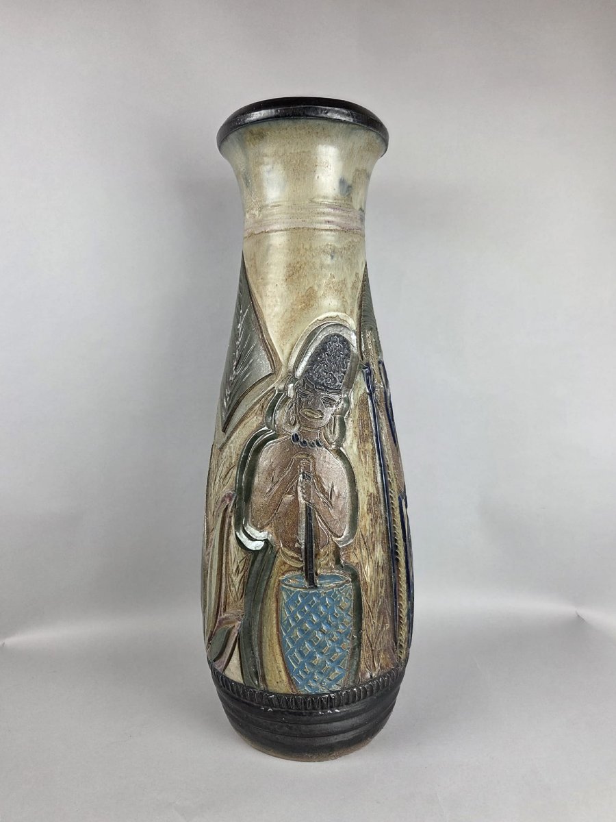 Vase en grès à décor africain, Roger Guérin