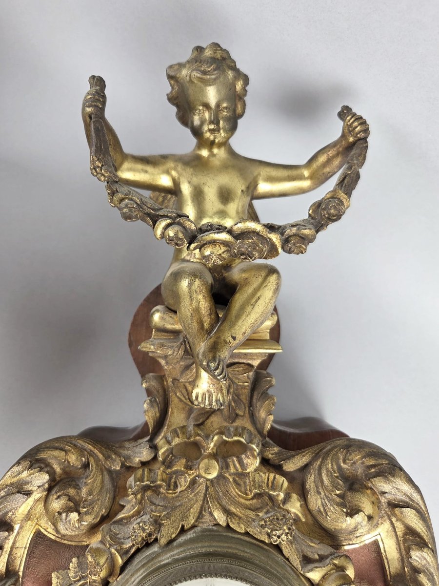 Paire de cartels en bronze doré et bois, début XXe siècle-photo-4