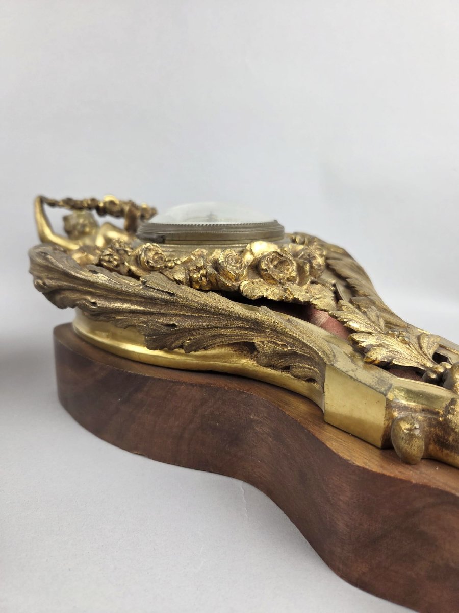 Paire de cartels en bronze doré et bois, début XXe siècle-photo-5