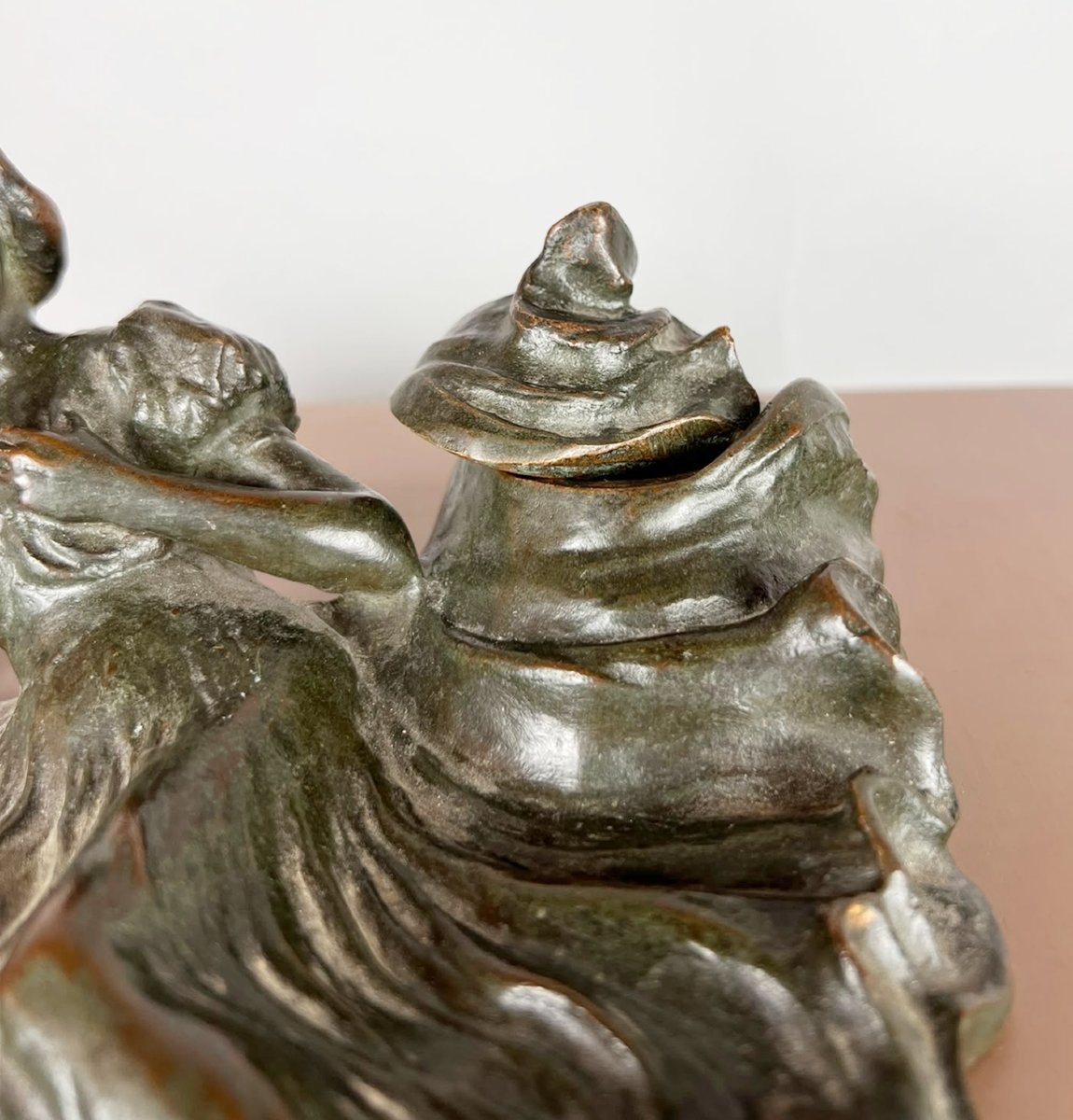 Encrier en bronze Art Déco, signé Arthur Puyt-photo-3