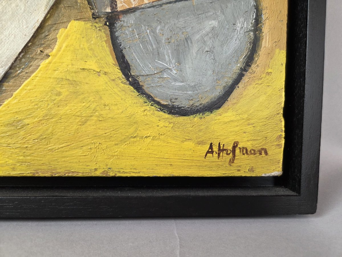 Oil On Canvas And Collage, “musical Instruments And Wine,” By Aad Hofman-photo-3
