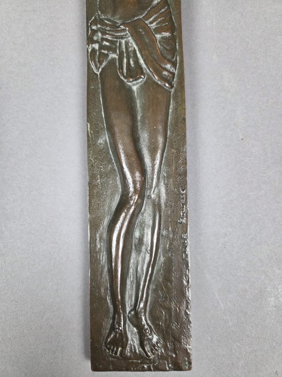 Crucifix en bronze signé Szwarc Marek pour JOC-photo-3