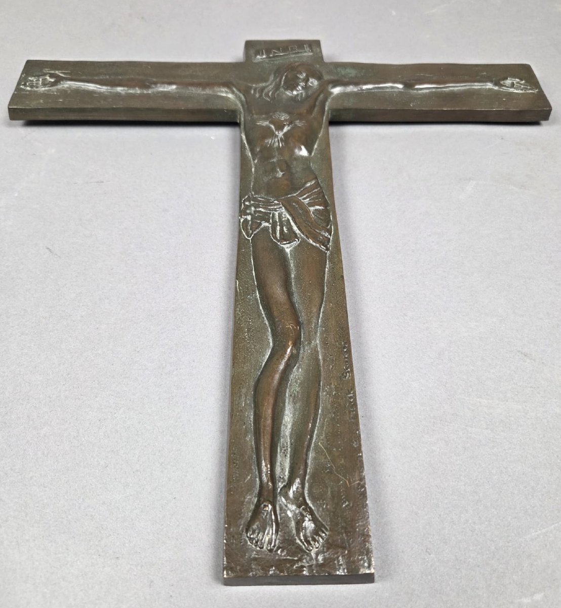 Crucifix en bronze signé Szwarc Marek pour JOC-photo-2