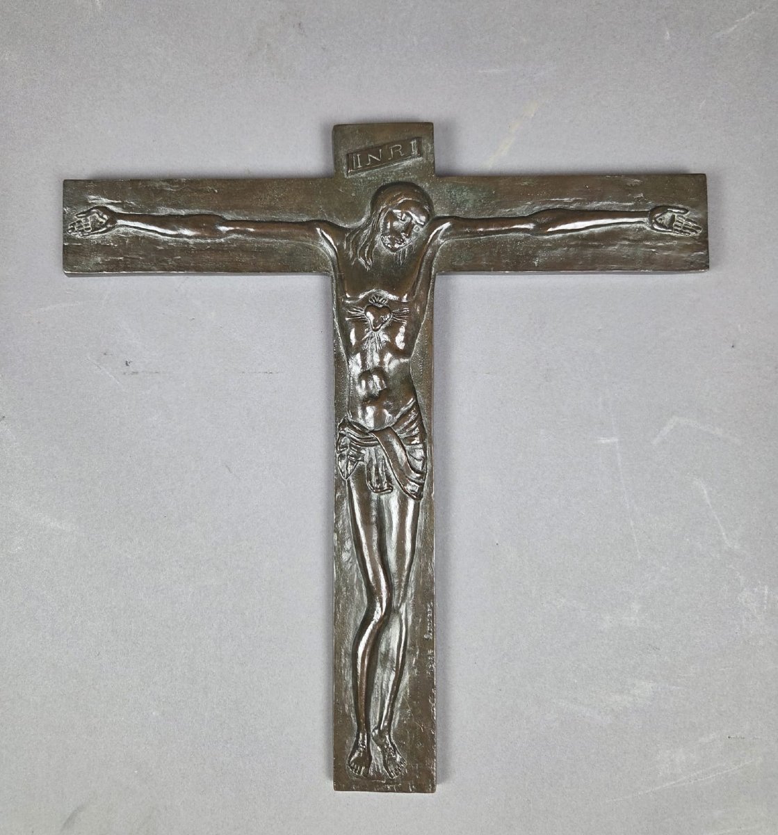 Crucifix en bronze signé Szwarc Marek pour JOC