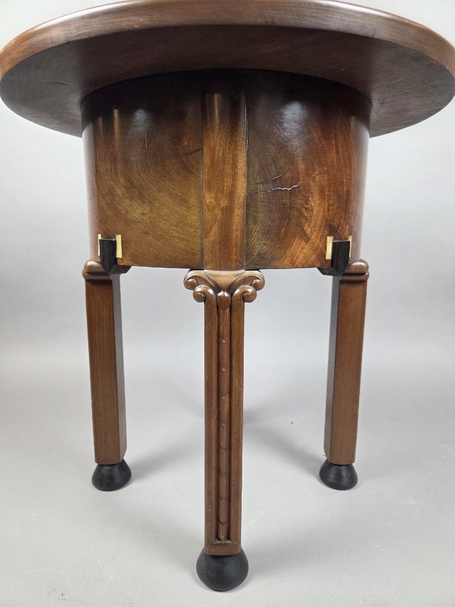 In The Style Of Chambon, Art Deco Mahogany Pedestal Table-photo-3