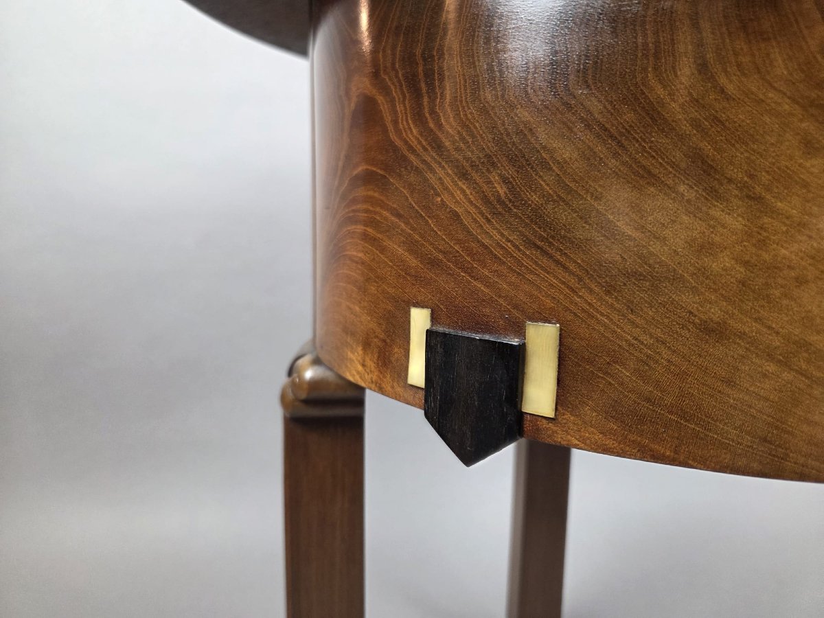 In The Style Of Chambon, Art Deco Mahogany Pedestal Table-photo-5