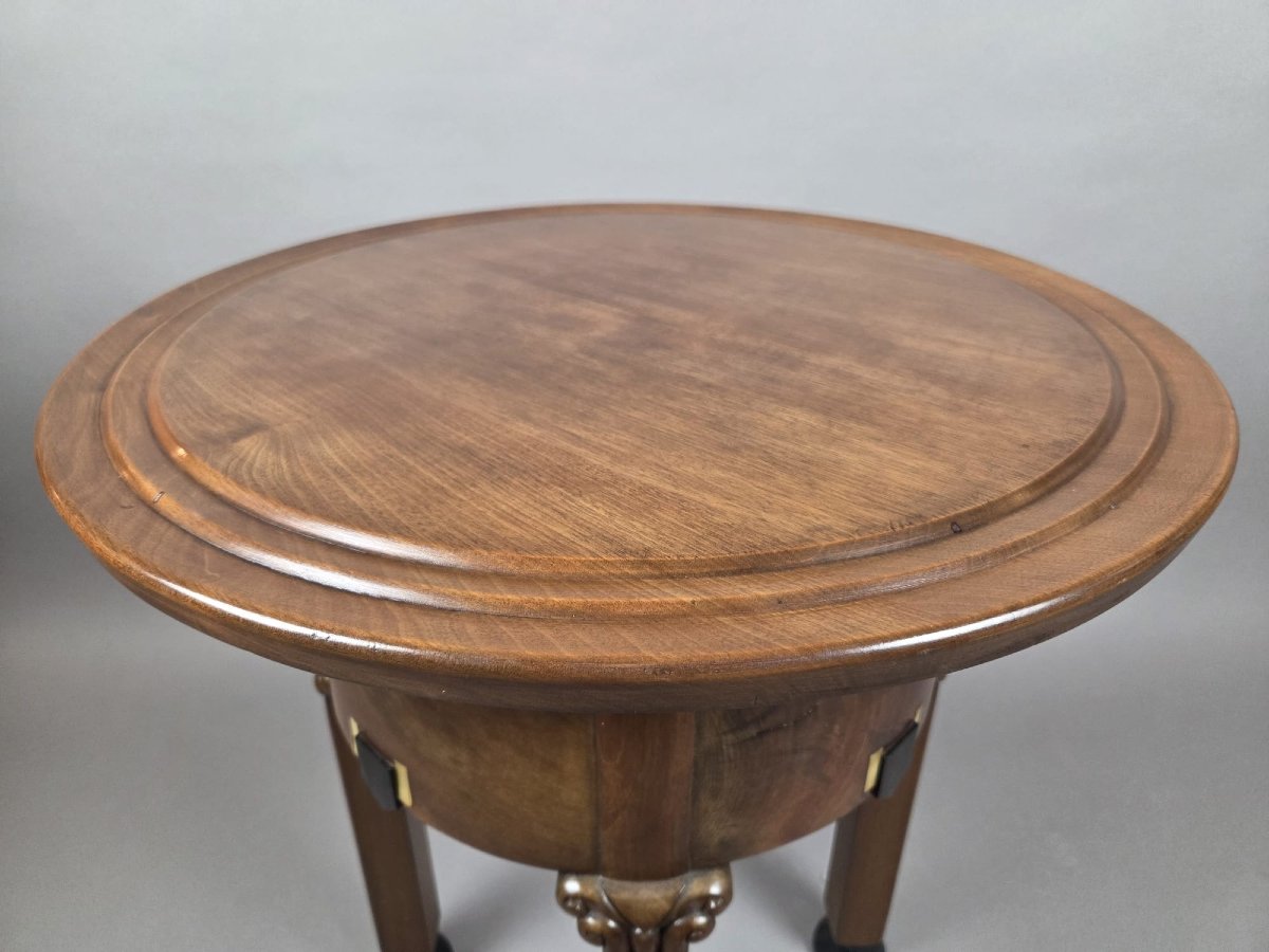 In The Style Of Chambon, Art Deco Mahogany Pedestal Table-photo-6