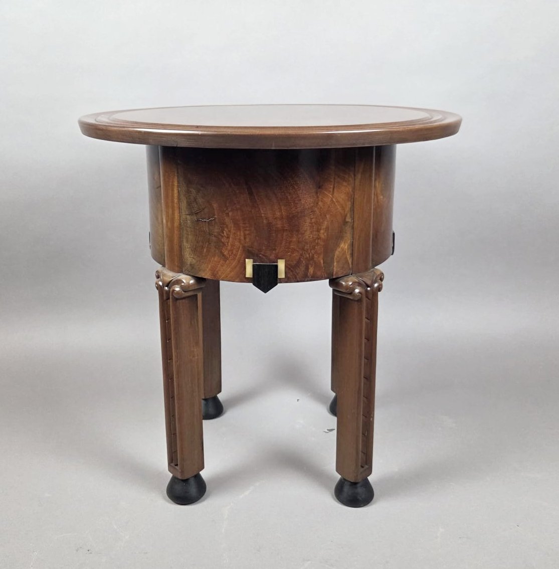 In The Style Of Chambon, Art Deco Mahogany Pedestal Table