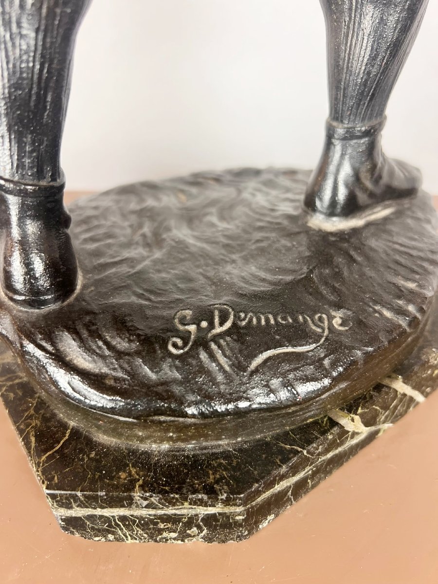Zamak Sculpture Depicting The Rugby Player, Signed By G. Demange.-photo-4
