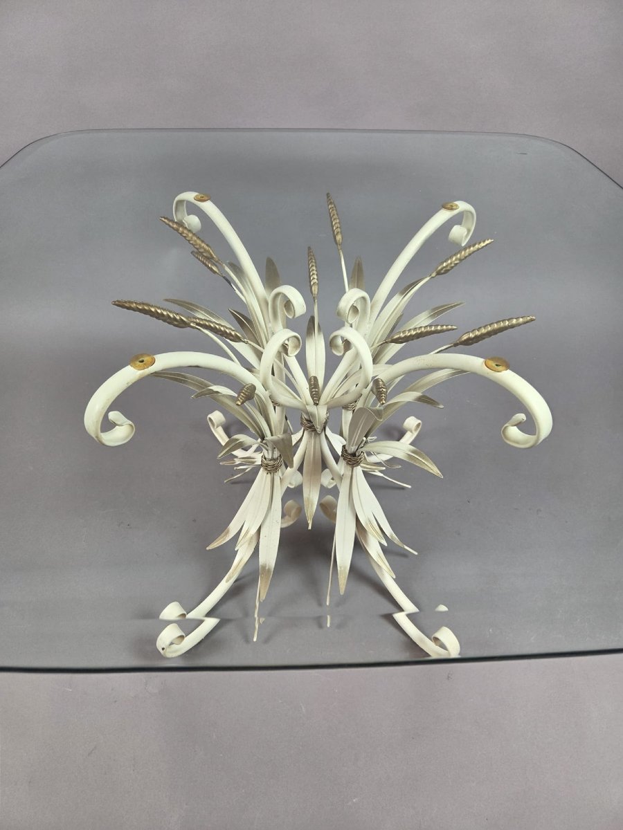 Table basse en épis de blé, années 1970-photo-3