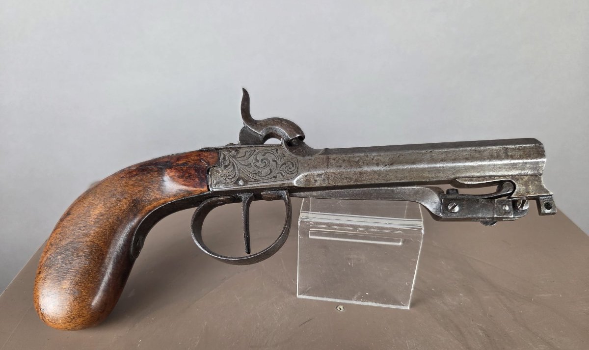 Box-type Percussion Pistol, Throwing Bayonets, Liège, Circa 1890-photo-4