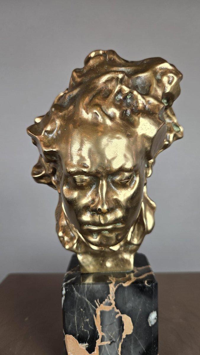 Bronze de Beethoven sur socle en marbre, Alfredo Pina, XXe siècle
