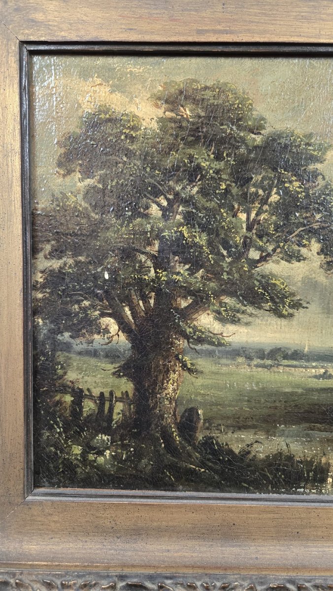 Oil On Canvas, Pastoral Landscape, Attributed To John Constable, 19th Century-photo-3