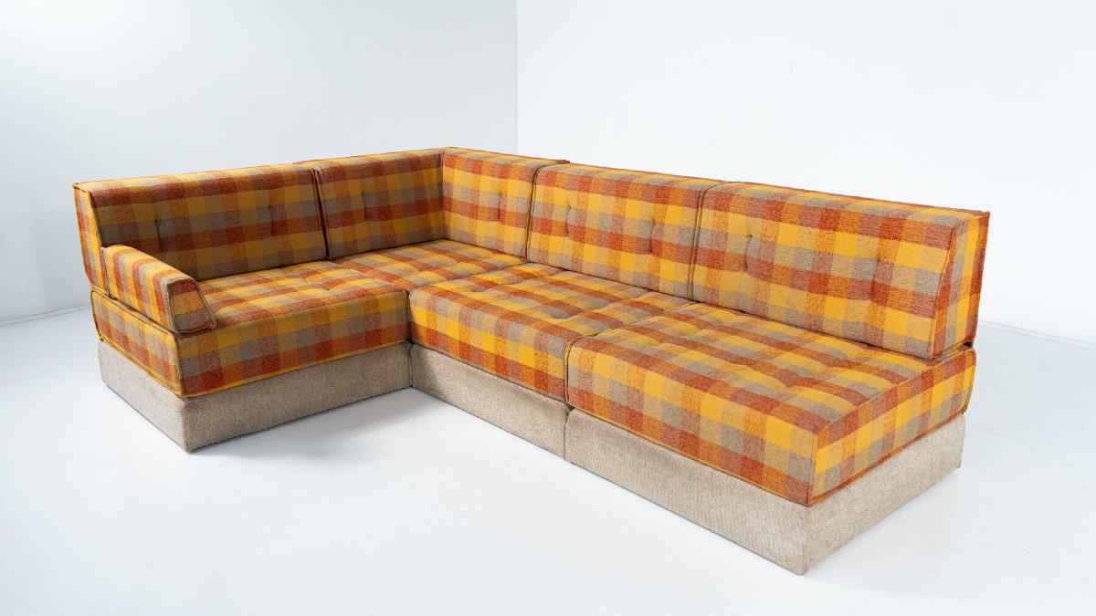 Modern Mid-century Modular Sofa, Original Fabric, 1970s-photo-2