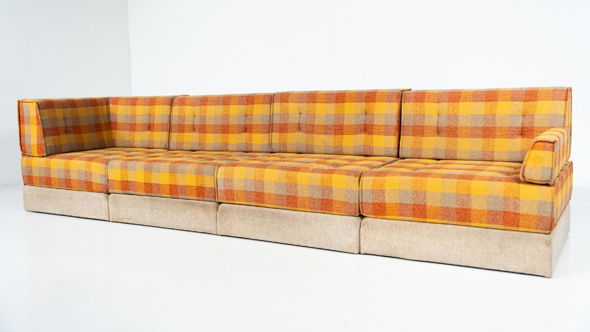 Modern Mid-century Modular Sofa, Original Fabric, 1970s-photo-4