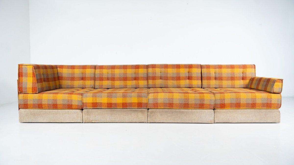 Modern Mid-century Modular Sofa, Original Fabric, 1970s-photo-2