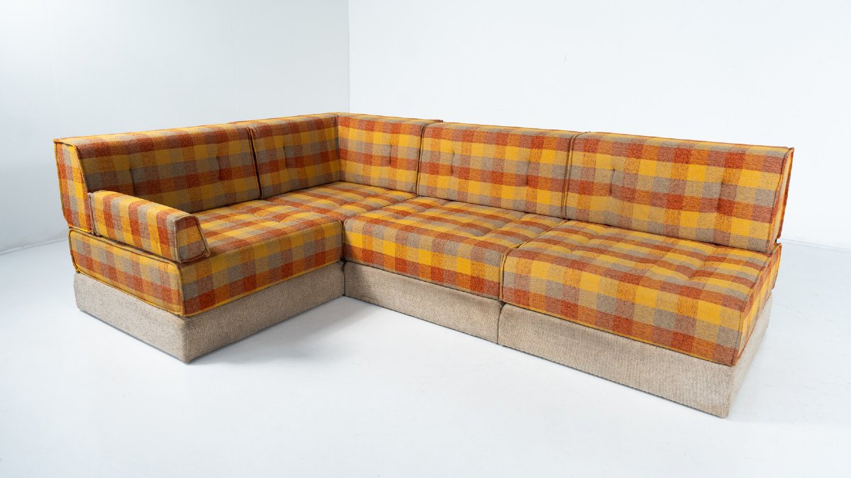 Modern Mid-century Modular Sofa, Original Fabric, 1970s-photo-3