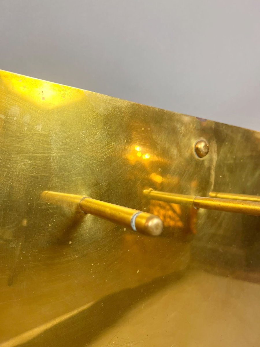 Gold-plated Brass Fireplace Accessories, 1970s-photo-3