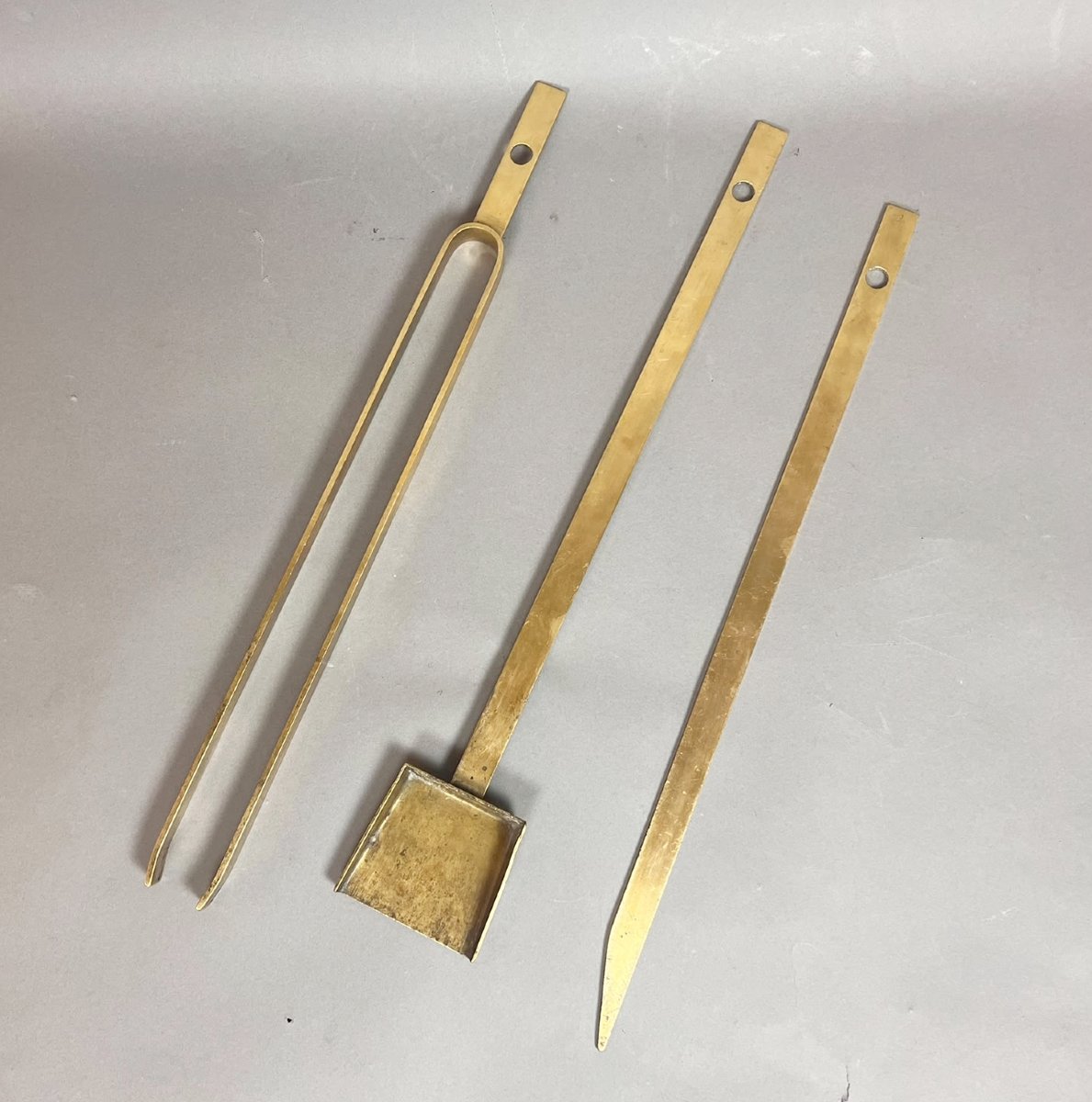 Gold-plated Brass Fireplace Accessories, 1970s-photo-1