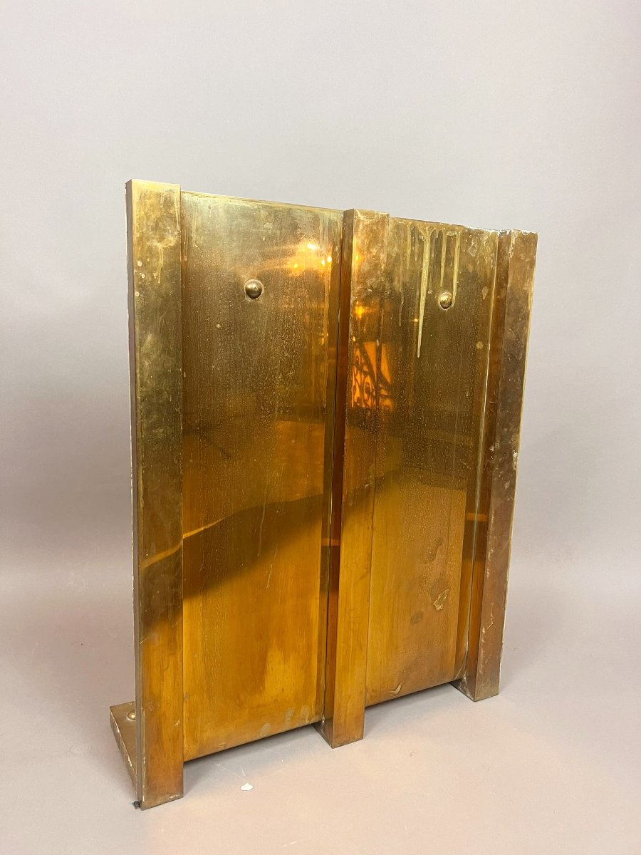 Gold-plated Brass Fireplace Accessories, 1970s-photo-2
